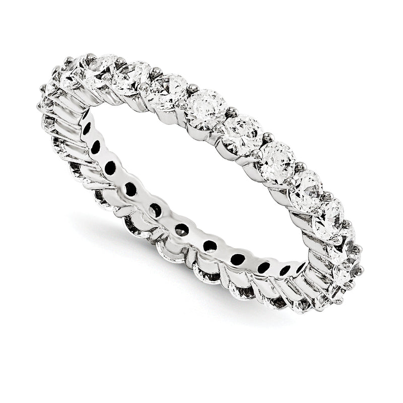 585 Weißgold Memoire-Ring mit AA Diamanten