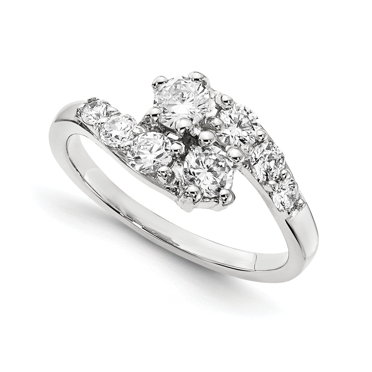 Ring aus 14K Weißgold mit 2 Diamanten in AA-Qualität, komplett