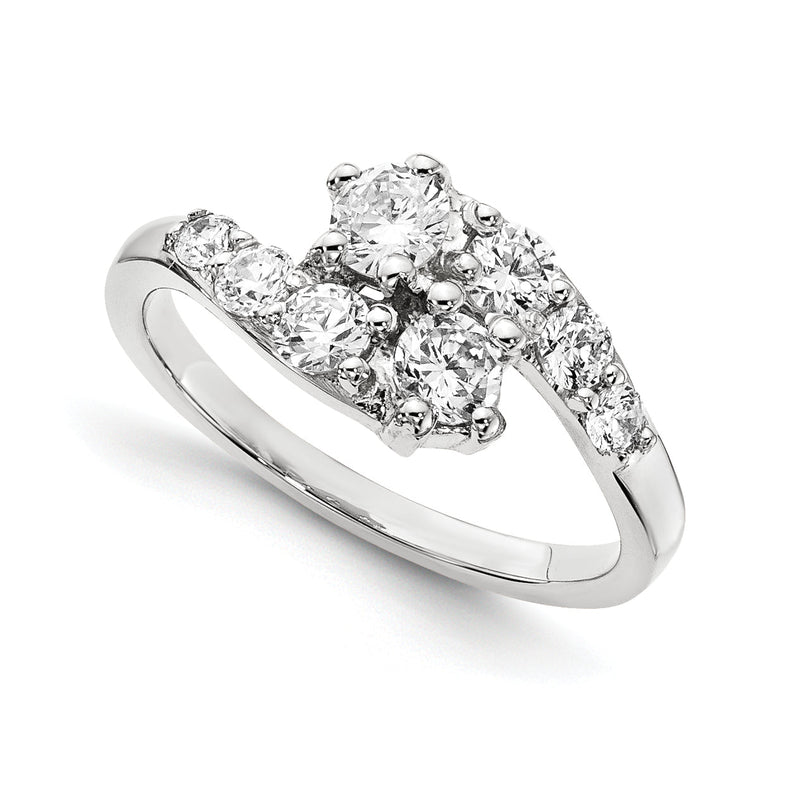 Ring aus 14K Weißgold mit 2 Diamanten in AA-Qualität, komplett
