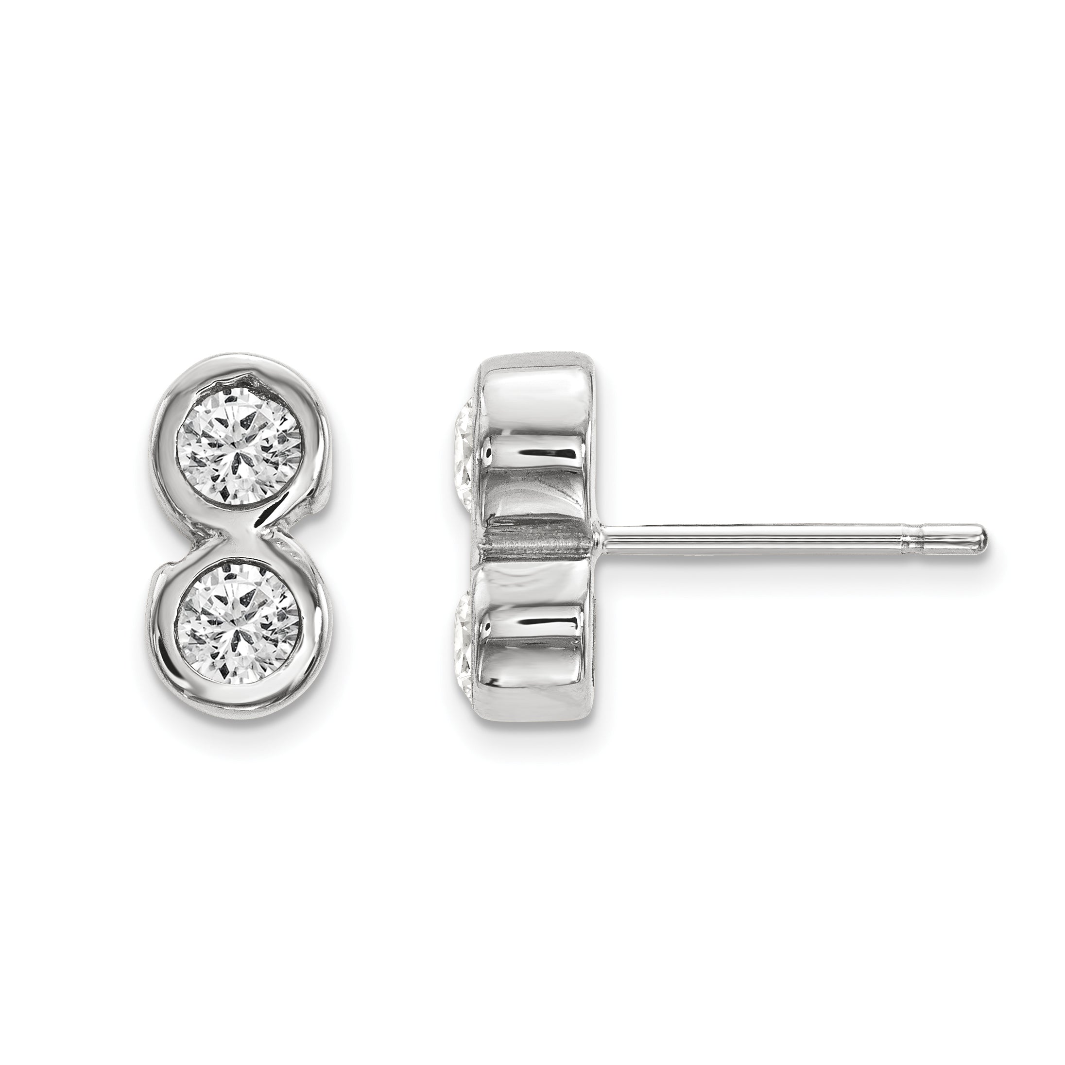 14 Karat Weißgold Diamant-Ohrringe mit 2 Steinen