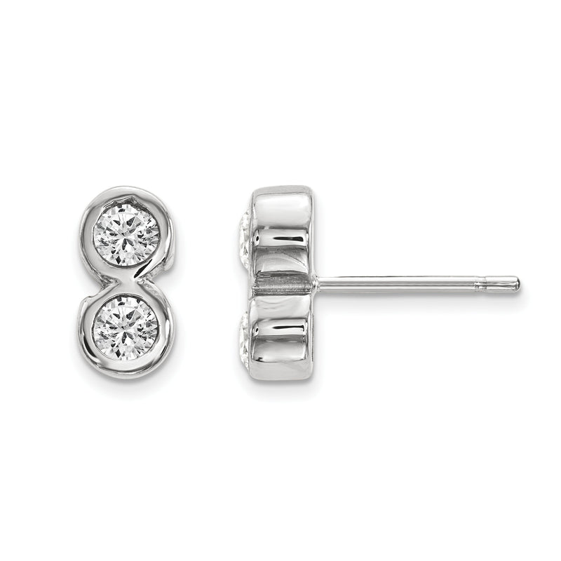 14 Karat Weißgold Diamant-Ohrringe mit 2 Steinen