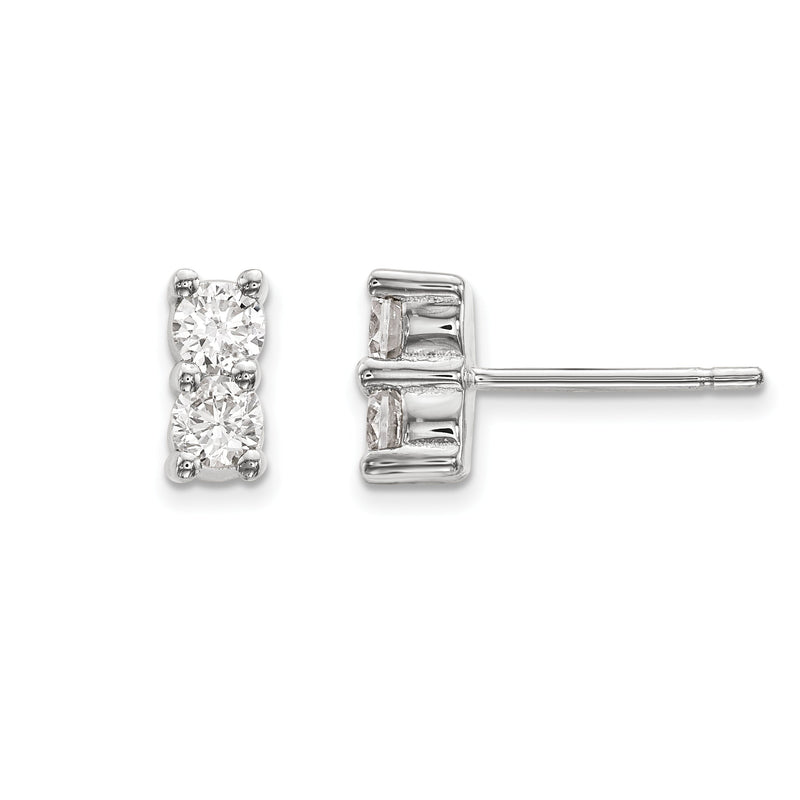 14K Weißgold Ohrringe mit 2 Diamanten