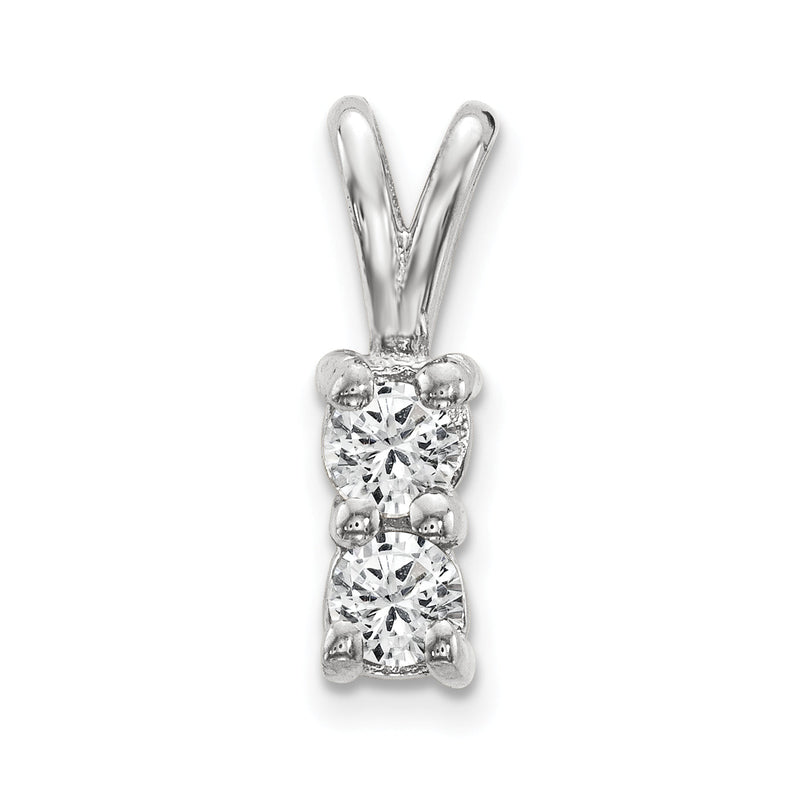14K Weißgold Diamant-Anhänger mit 2 Steinen
