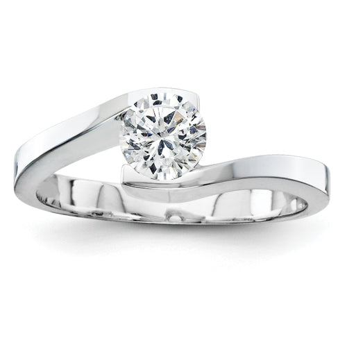 14K Weißgold Solitär-Ring mit Diamant, Farbe AA
