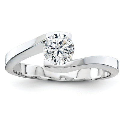 14K Weißgold Solitär-Ring mit Diamant, Farbe AA