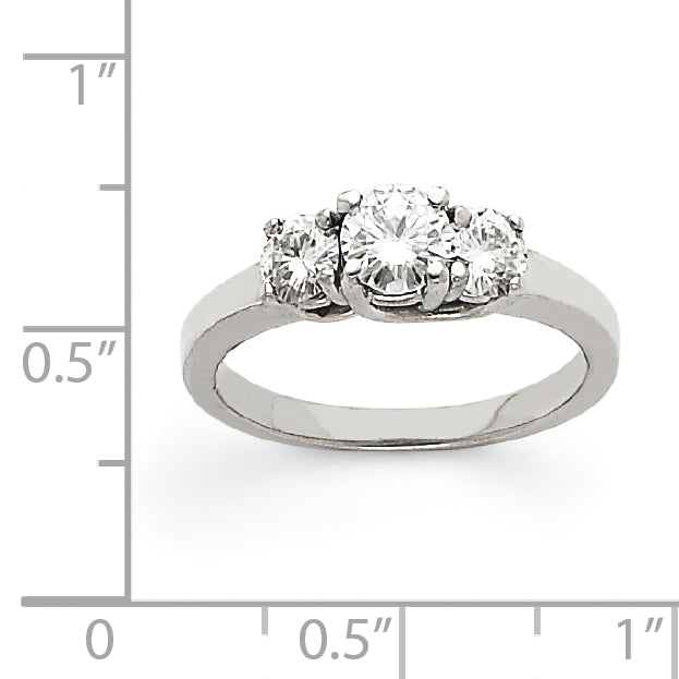 14 Karat Weißgold VS Diamant-Dreisteinring
