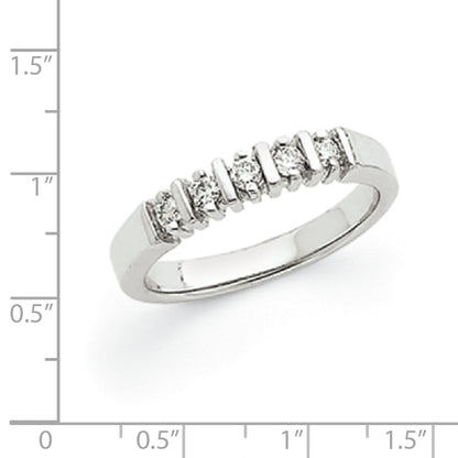 14K Weißgold Diamant-Ring mit 5 Steinen