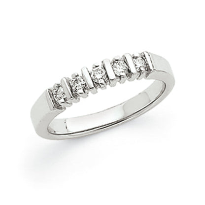 14K Weißgold Diamant-Ring mit 5 Steinen