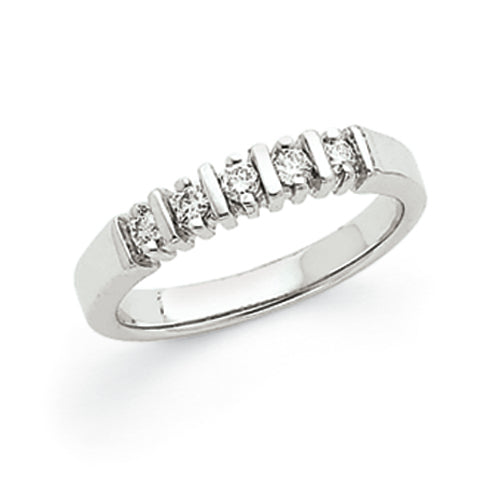 14K Weißgold Diamant-Ring mit 5 Steinen