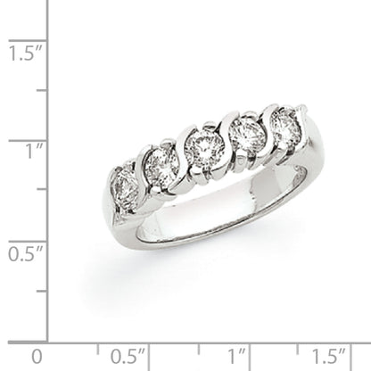 14K Weißgold Diamant-Ring mit 5 Steinen