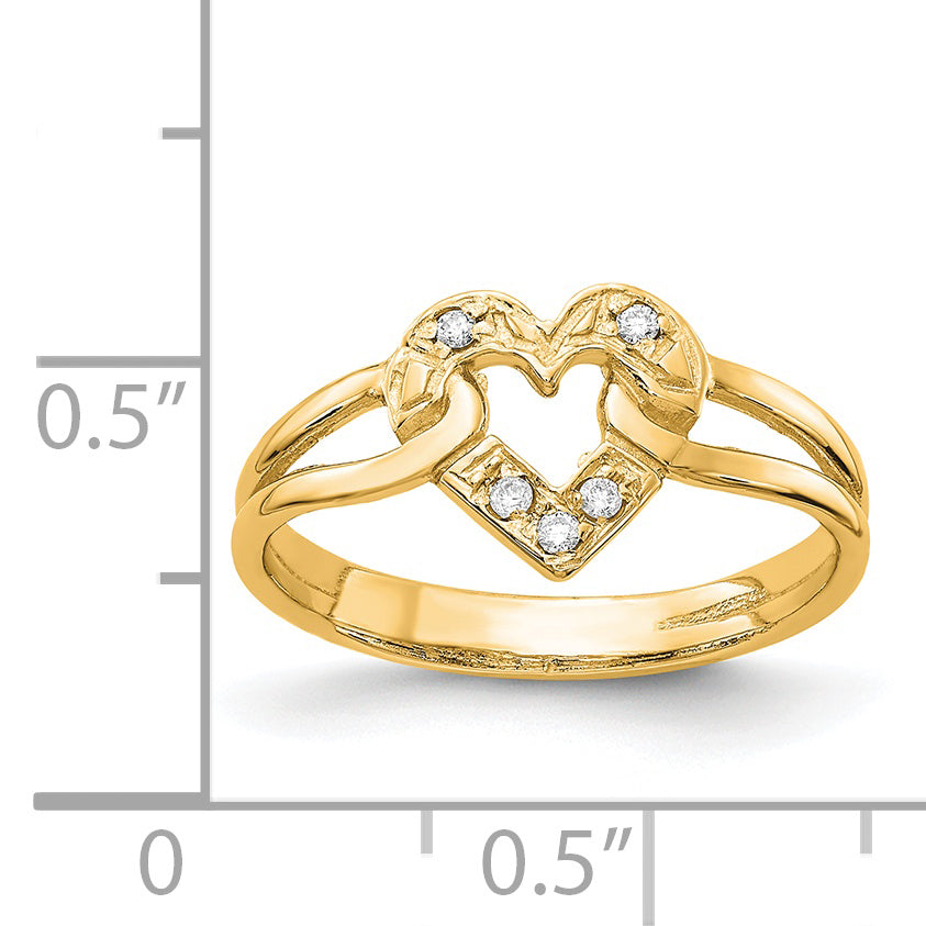 14K Herzring mit Diamant
