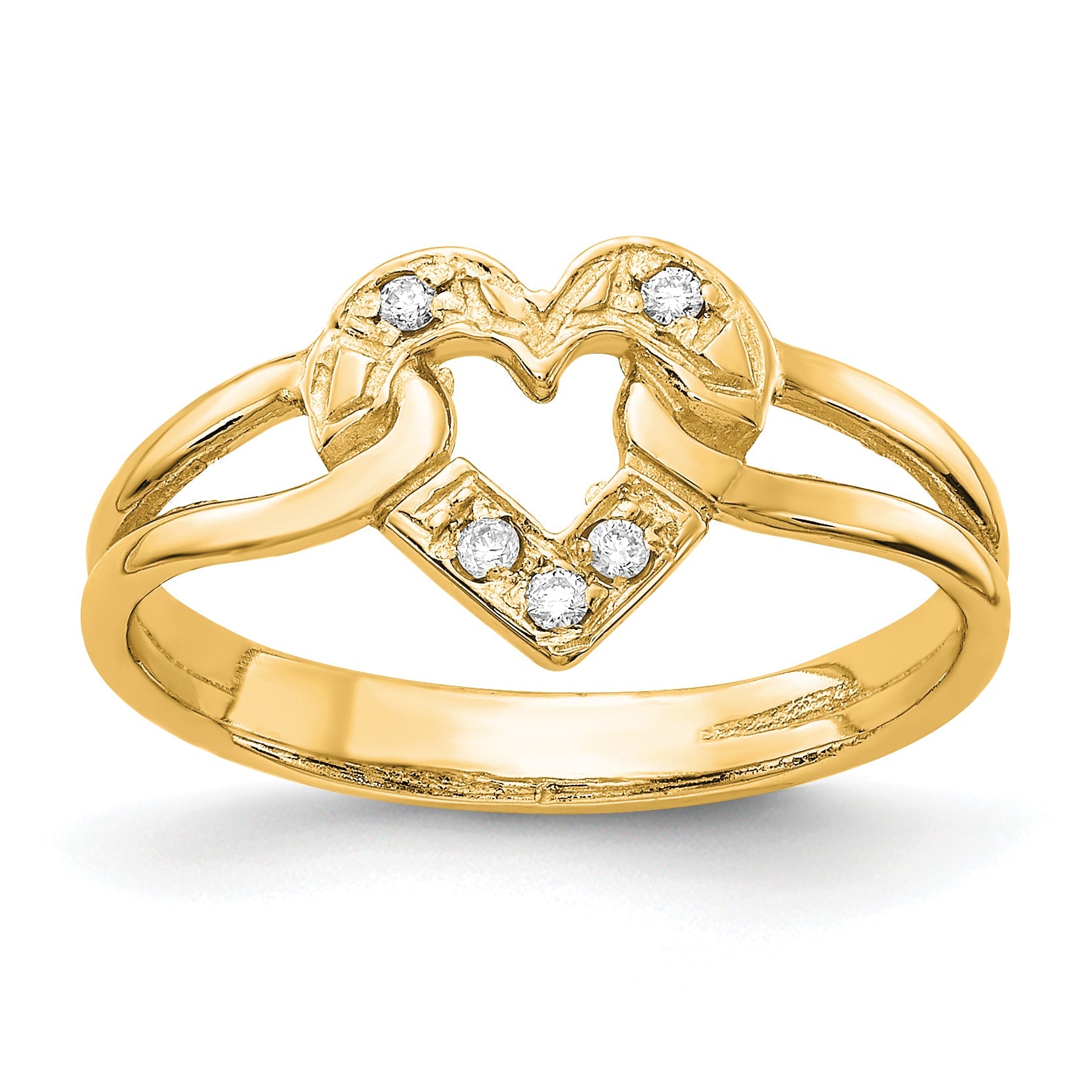 14K Herzring mit Diamant