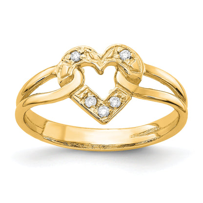 14K Herzring mit Diamant