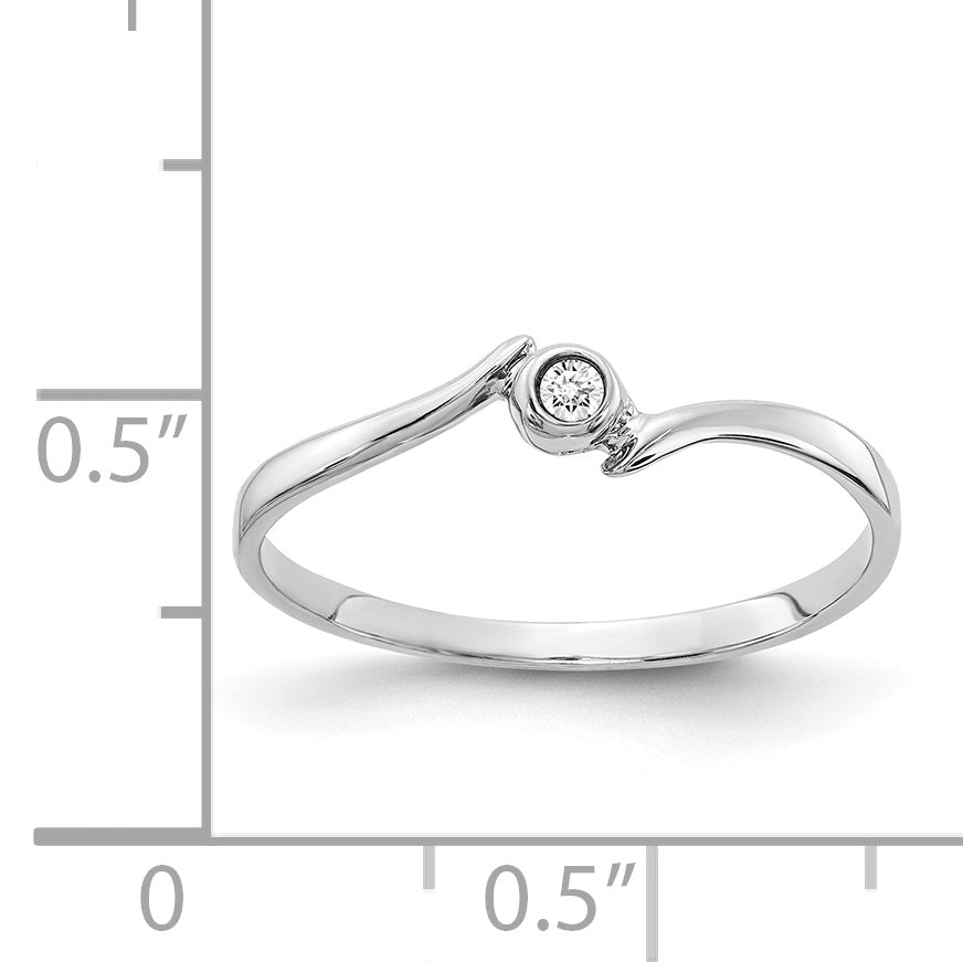 14K Weißgold Ring poliert mit AA Diamant