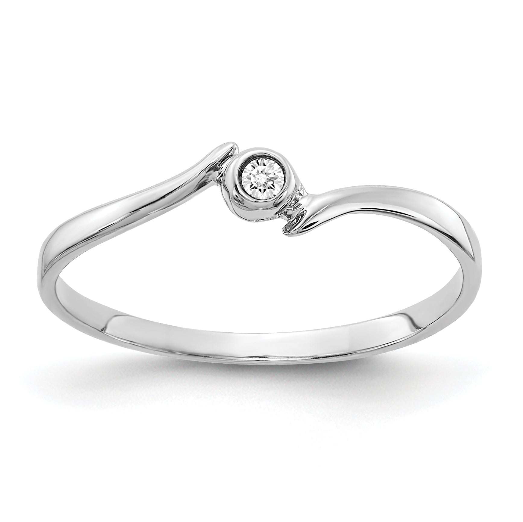14K Weißgold Ring poliert mit AA Diamant