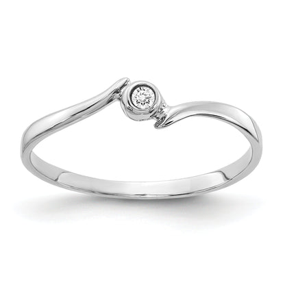 14K Weißgold Ring poliert mit AA Diamant
