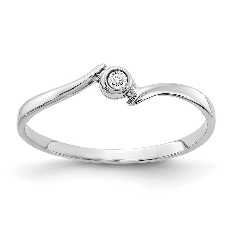 14K Weißgold Ring poliert mit AA Diamant