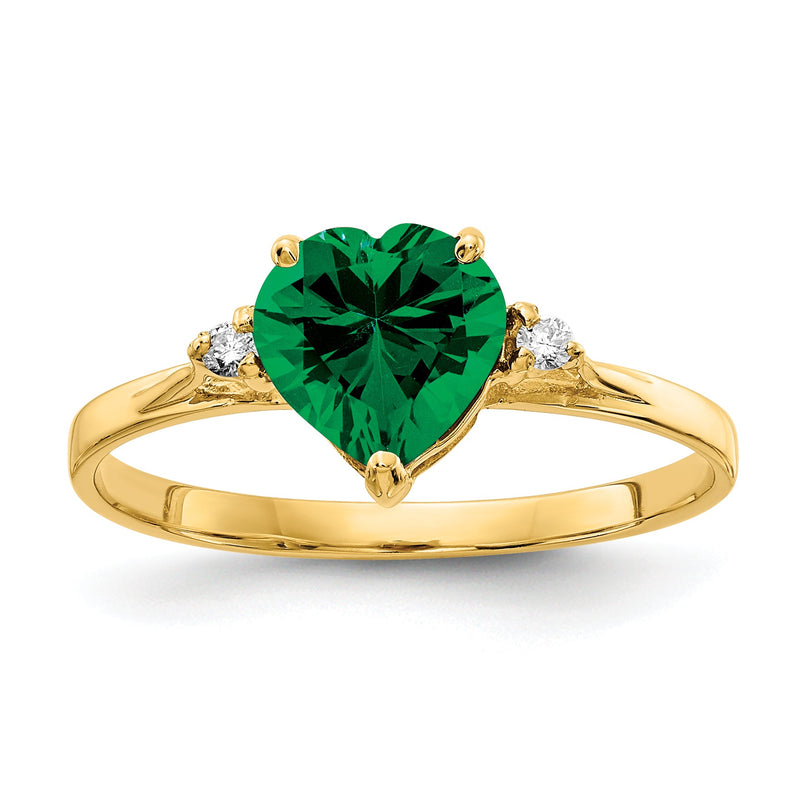 14K Gelbgold-Ring mit 7-mm-Herzfassung und natürlichem St.-Helens-Diamant