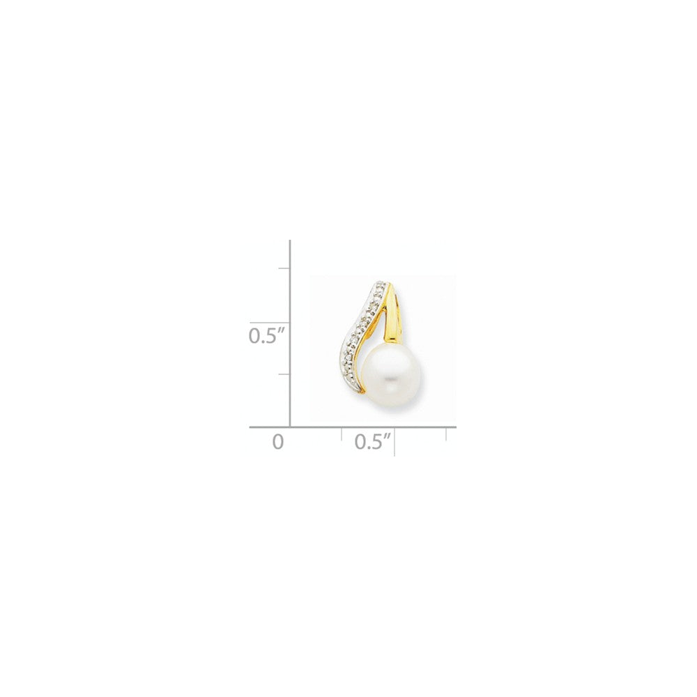 14 K Gelbgold Anhänger mit Diamanten, Rhodium und Diamant-Perle