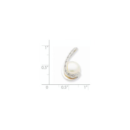 14K Weißgold Diamant-Perlen-Anhänger