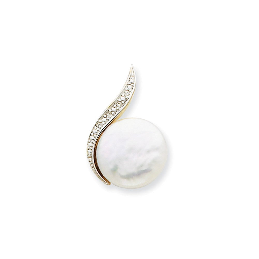 14K Weißgold und Rhodium Diamant- und Zuchtperlen-Anhänger