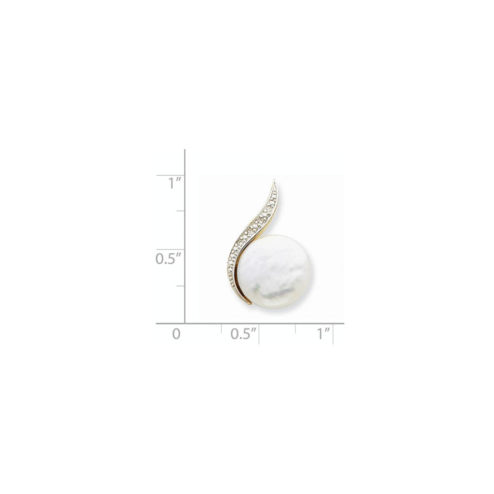 14K Weißgold und Rhodium Diamant- und Zuchtperlen-Anhänger