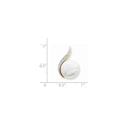 14K Weißgold und Rhodium Diamant- und Zuchtperlen-Anhänger