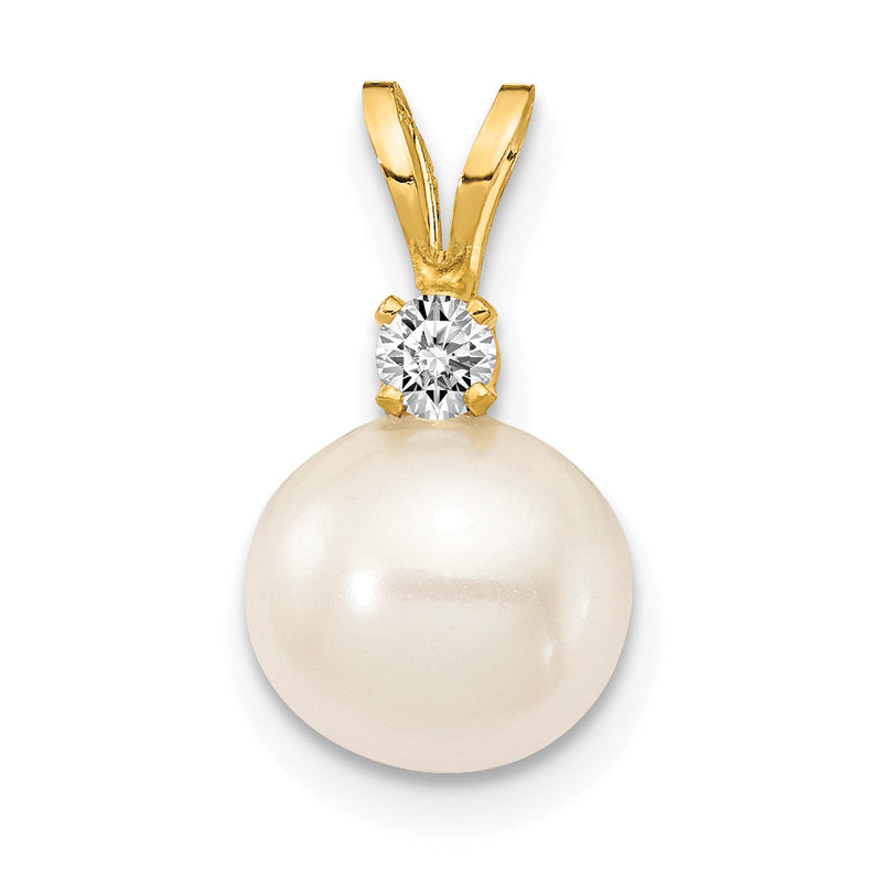 14K Zuchtperle-Anhänger 7 mm mit Diamant