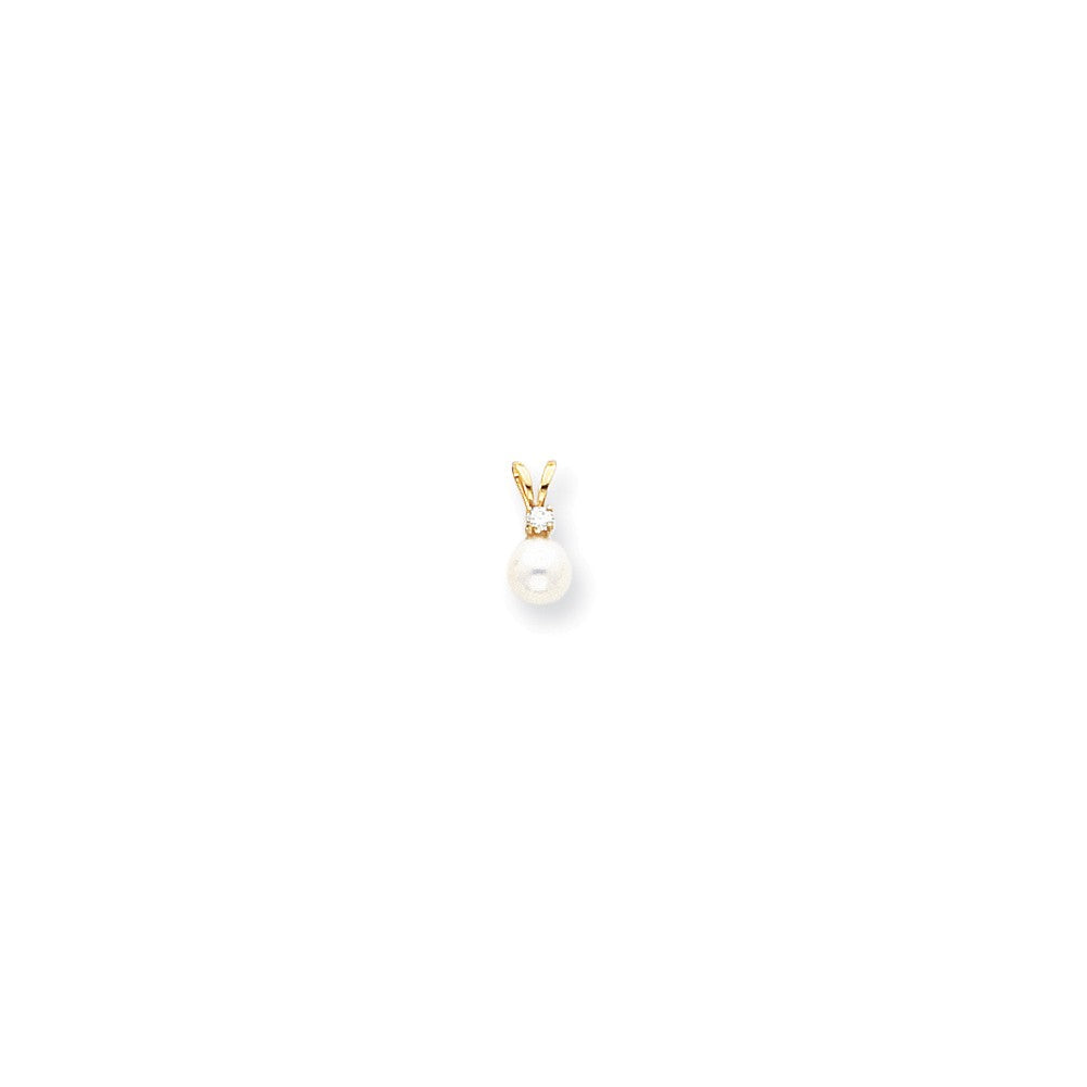 14K Gelbgold Diamant-Zuchtperlen- und Diamant-Anhänger (H/I1 Qualität)