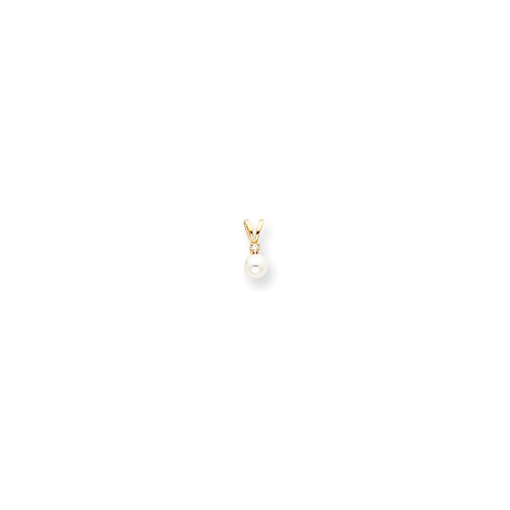 14K Gelbgold Diamant-Zuchtperlen- und Diamant-Anhänger (H/I1 Qualität)