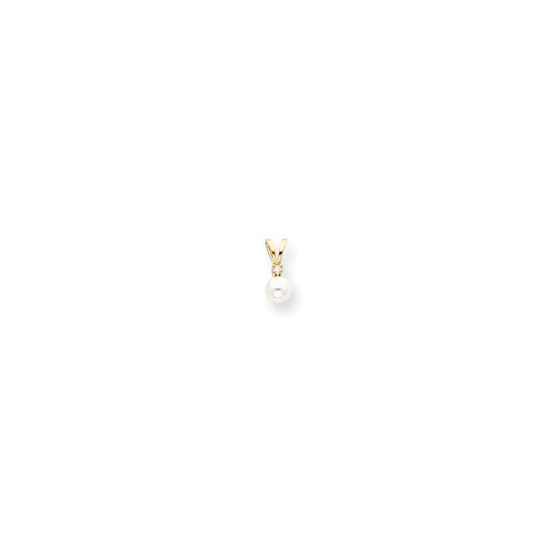 14K Gelbgold Diamant-Zuchtperlen- und Diamant-Anhänger (H/I1 Qualität)
