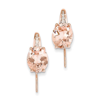 14K Roségold Diamant und Morganit Ohrhänger