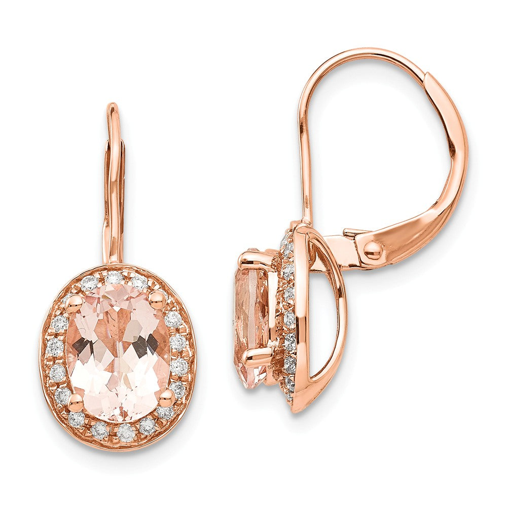 14K Roségold Morganit & Diamant Ohrring