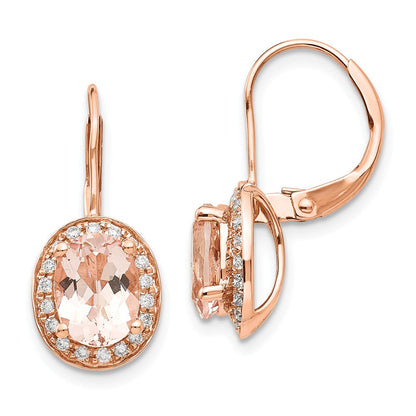 14K Roségold Morganit & Diamant Ohrring