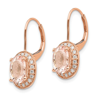 14K Roségold Morganit & Diamant Ohrring
