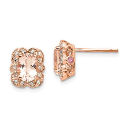 14K Roségold Diamant Rosa Saphir Morganit Ohrstecker