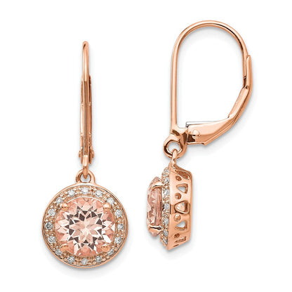 14K Roségold Diamant und Morganit Rund Brisur Ohrhänger