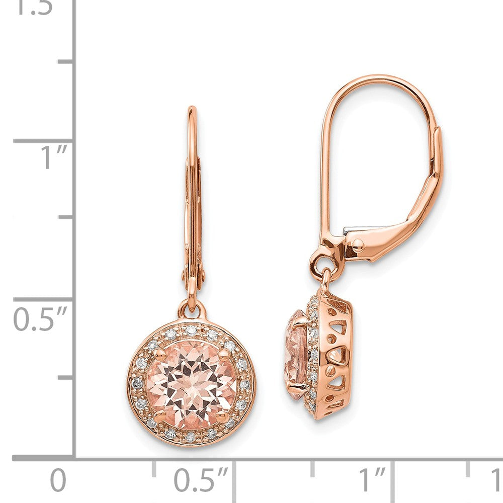 14K Roségold Diamant und Morganit Rund Brisur Ohrhänger