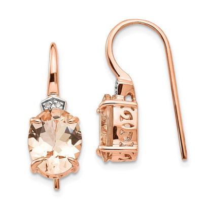 14K Roségold Diamant und Morganit Ohrhänger