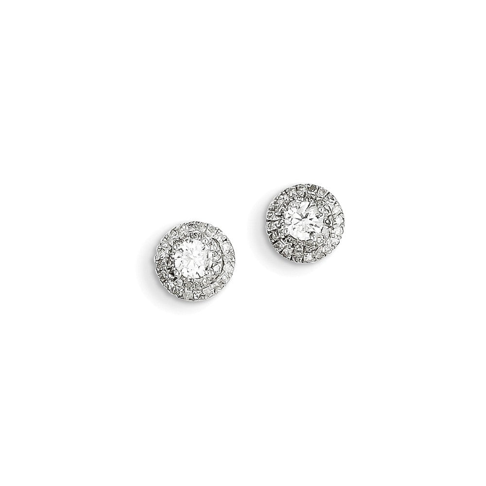 14K Weißgold Diamant Heiligenschein Ohrringe