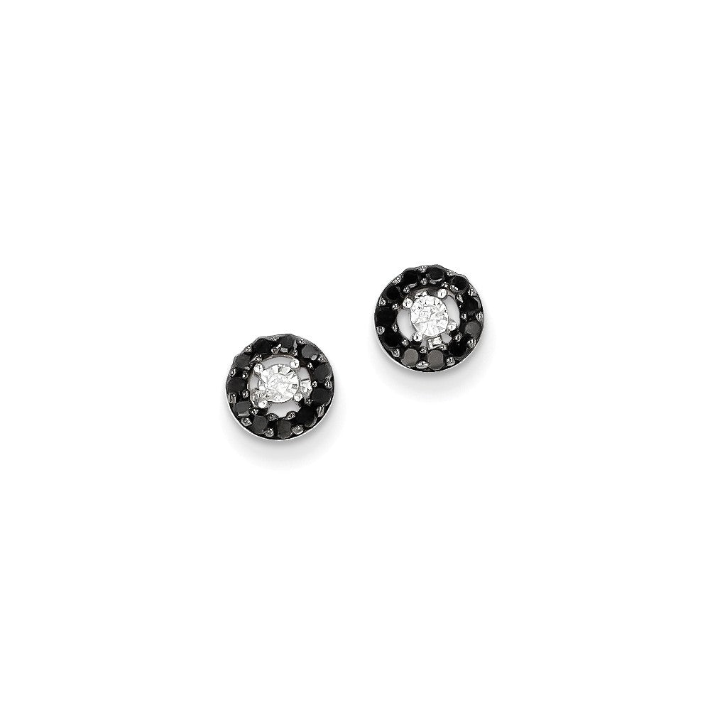 14K Weißgold Schwarz und Weiß Diamant Ohrstecker