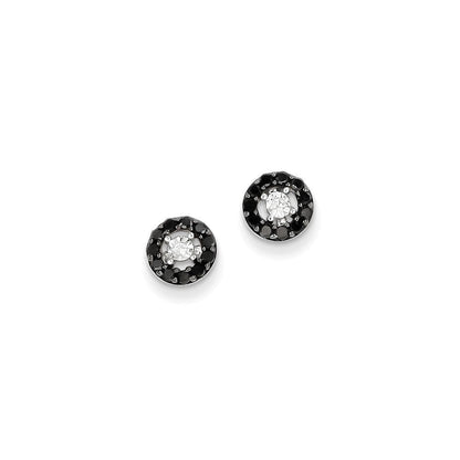 14K Weißgold Schwarz und Weiß Diamant Ohrstecker
