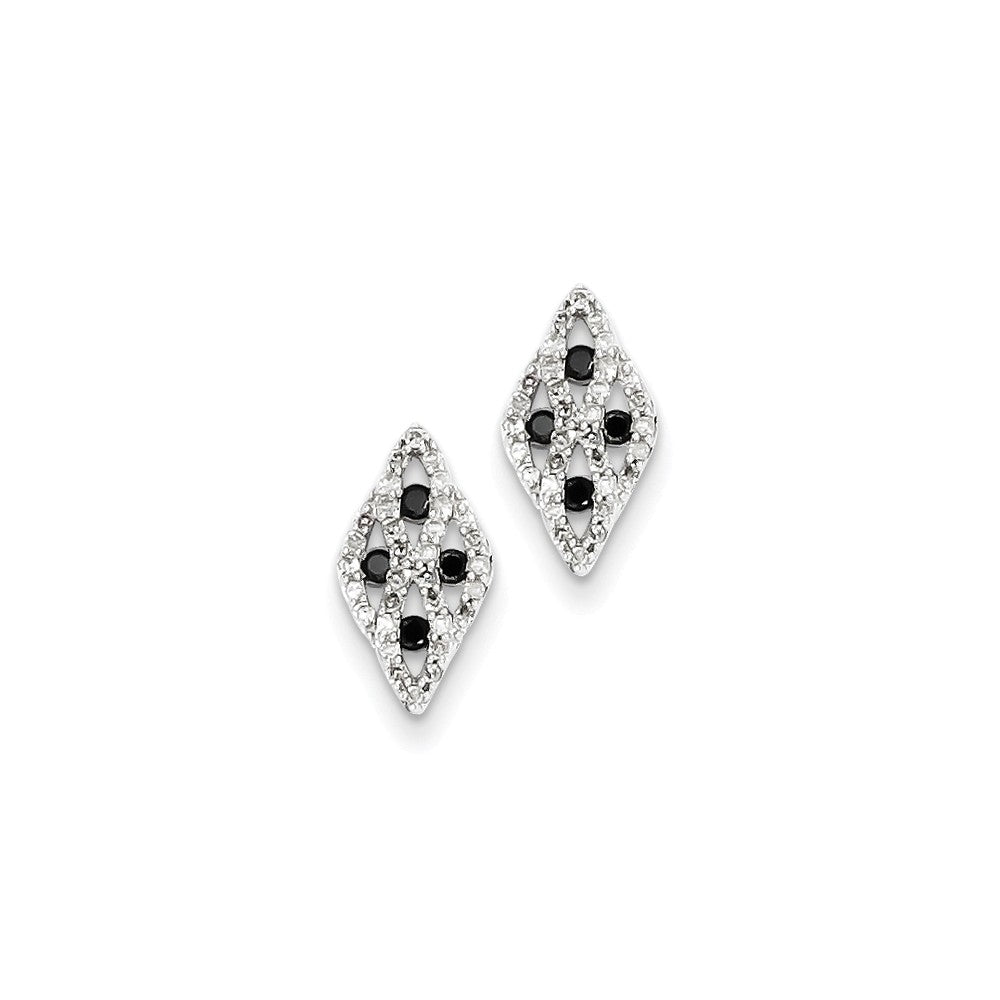 14K Weißgold Schwarz und Weiß Diamant Ohrstecker