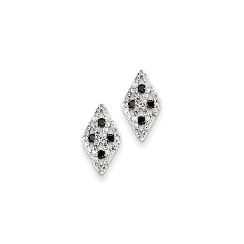 14K Weißgold Schwarz und Weiß Diamant Ohrstecker