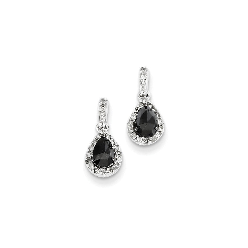 14K Weißgold Schwarz und Weiß Diamant Stecker Ohrhänger