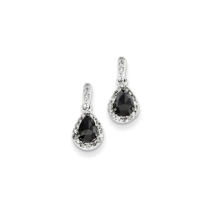 14K Weißgold Schwarz und Weiß Diamant Stecker Ohrhänger