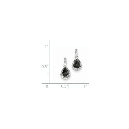 14K Weißgold Schwarz und Weiß Diamant Stecker Ohrhänger