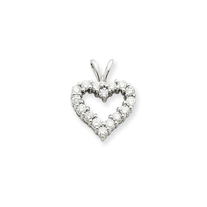 14k Weißgold Diamant-Herz-Anhänger