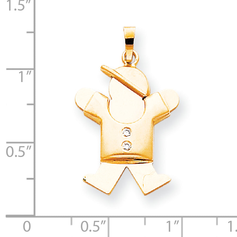 14K Gelbgold Diamant-Anhänger für Kinder