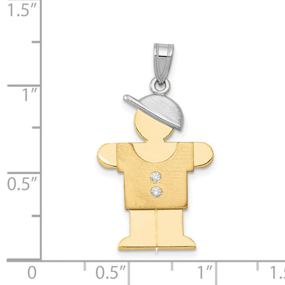 14K Zweifarbiger Diamant-Anhänger für Kinder